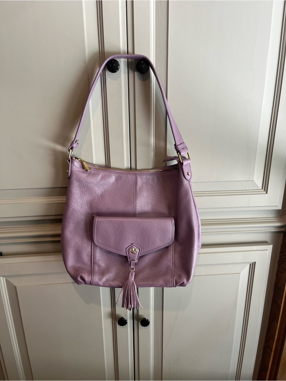 Full Leather Ora Delphine purple shoulder bag and wallet